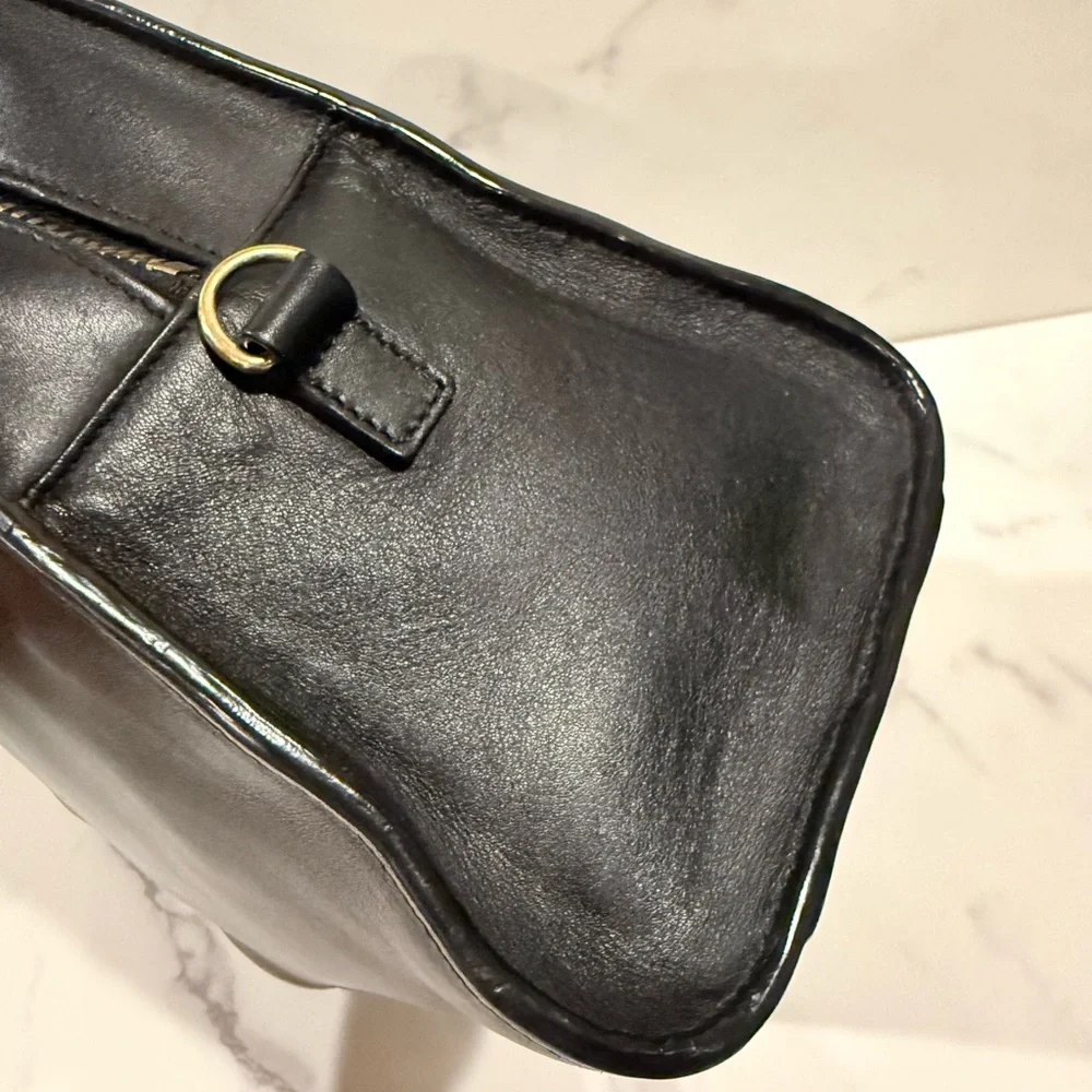 Yves Saint Laurent Black Leather Top-Handle Bag with Gold Hardware